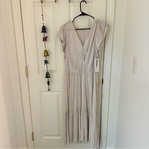 NWT Lucky Brand Cream and Beige Striped Maxi Dress XL